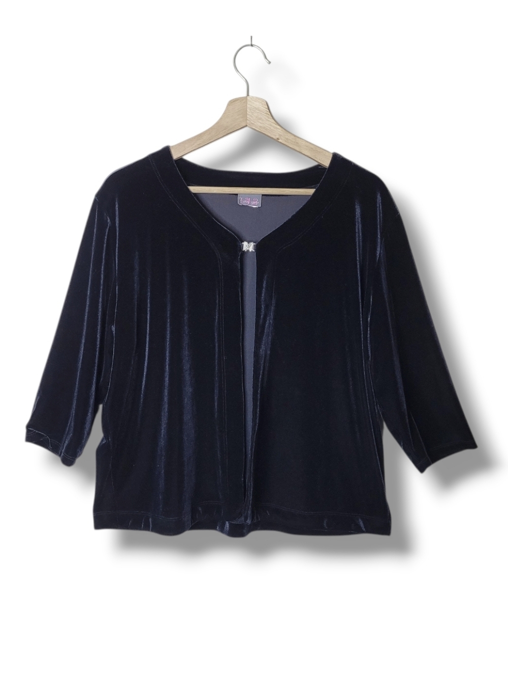 143 I Love You Vintage 90s Black Velour Cardigan Butterfly Clasp Size L